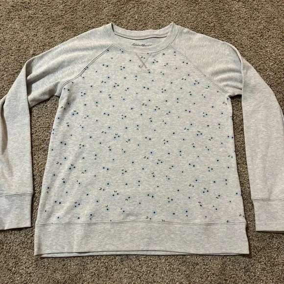 Eddie‎ Bauer Sweater Floral Knit Womens M Long Sleeve Crew Neck Cottagecore Cozy - Picture 1 of 13